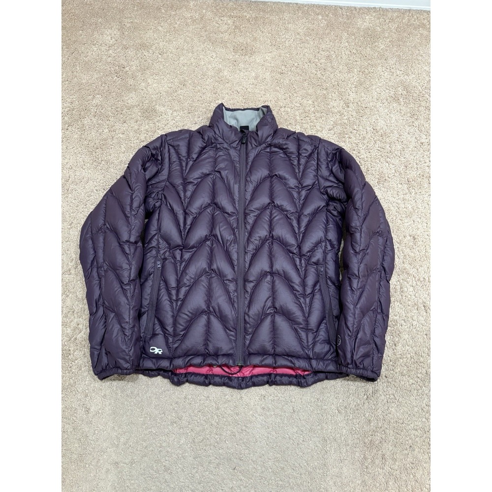 Outdoor Research Women's Aria Down Jacket Size Large Purple Full Zip Puffer Ski